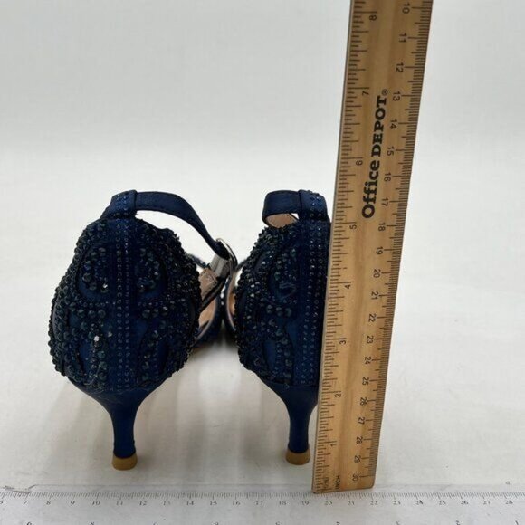 XYD Women's Sandals, Chic Peep Toe, D'Orsay Kitten Low Heels, Rhinestone Studs, - Picture 4 of 8